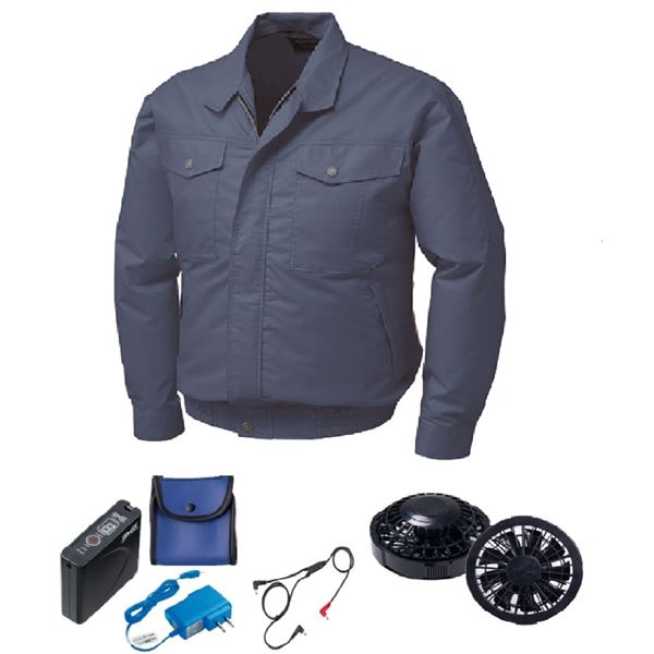 KU91710 空調服 綿/ポリ混紡 制電 FAN2200B/LISUPER1 ダークブルー 3L