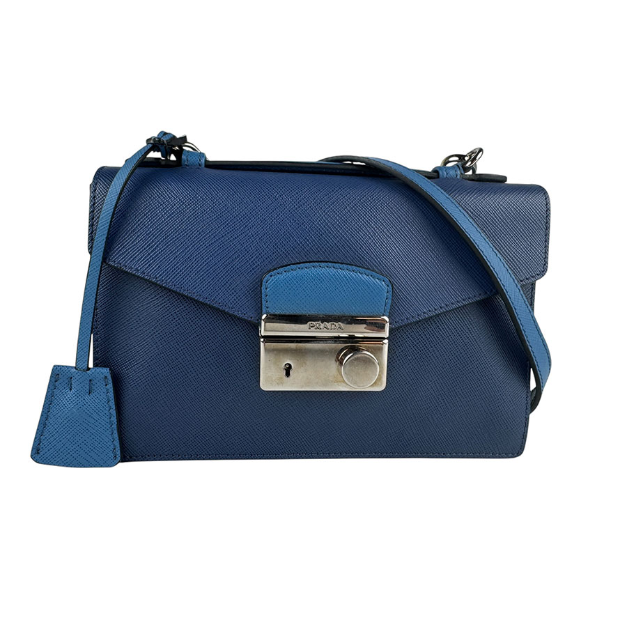 プラダ PRADA ショルダーバッグ レザー ネイビー×ブルー レディース z6814