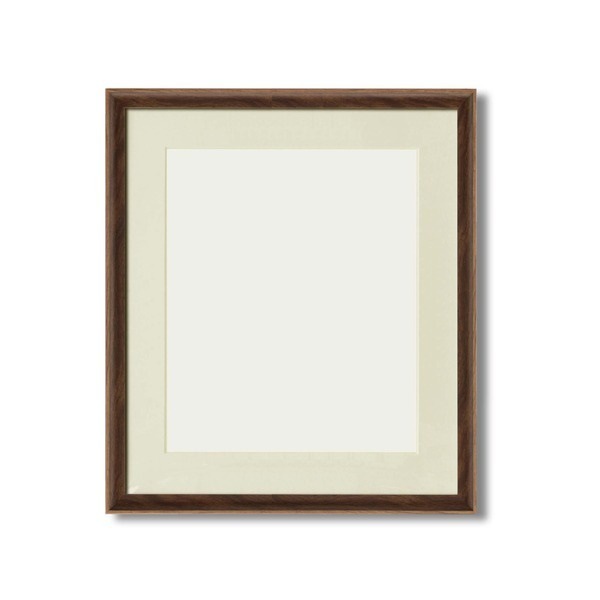 軽量水彩額縁/フレーム F8号/ブラウン 壁掛けひも/UV(紫外線)カットアクリル/マット付き 化粧箱入り 8155