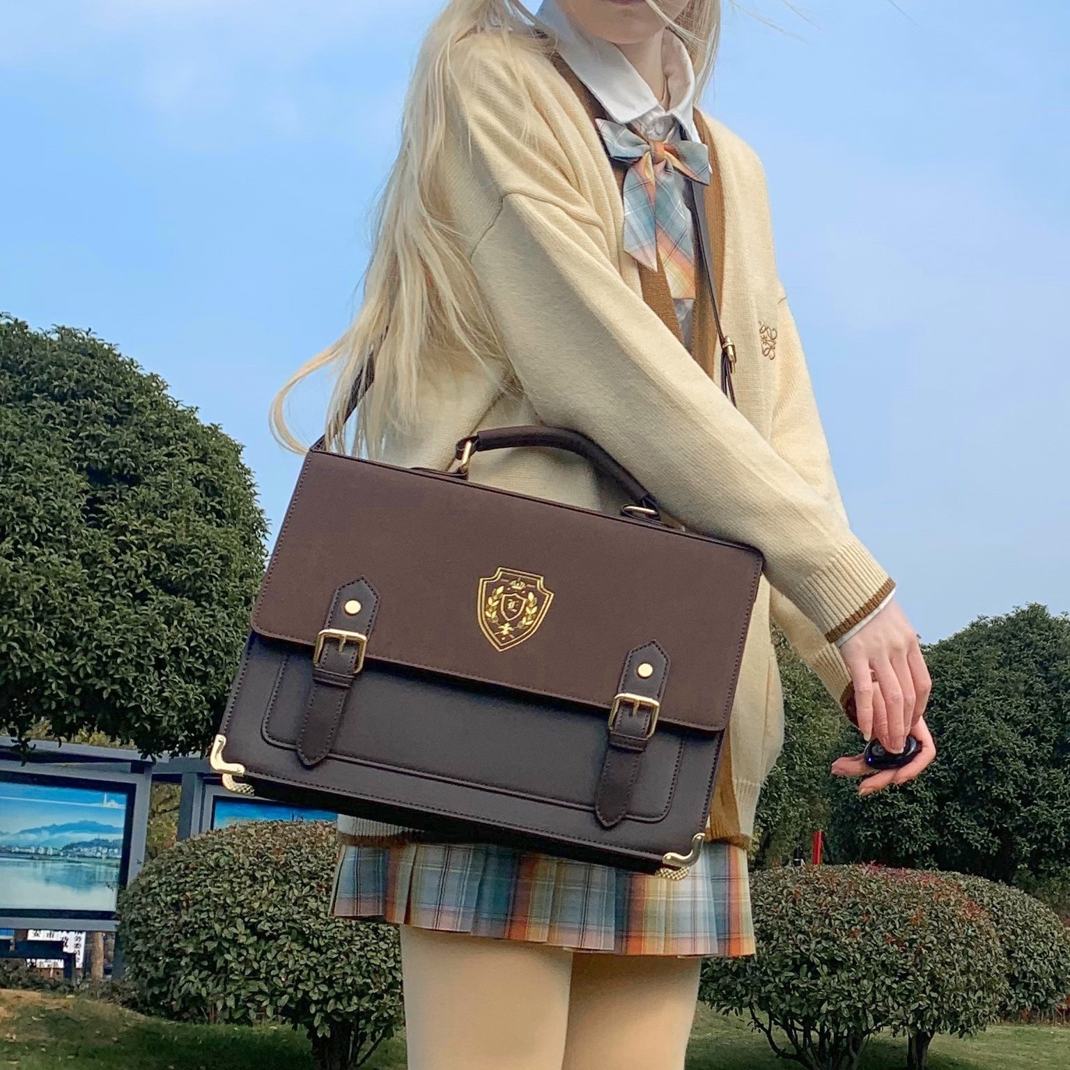 韓国高校jk制服バッグ学院シングル肩斜めハンディ学生女性バッグ井川高校制服バッグ