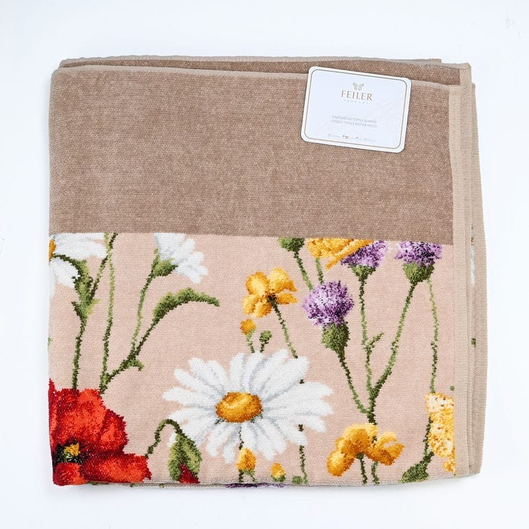バスタオル 150cm×75cm Daisy Field Blue デイジー フィールド ベージュ シュニール織 厚手 柔らかな肌触り 吸水力 丈夫で長持ち