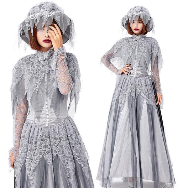 【新タイプ追加】花嫁 ゾンビ レディース ハロウィン衣装 仮装 ゴースト 宮廷装 幽霊 ゾンビ コスプレ衣装 吸血鬼 衣装 おばけ 演出服 仮装 コスチューム 大人
