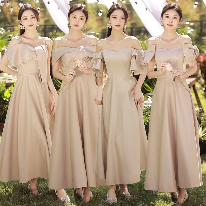 パーティードレス 結婚式 お呼ばれワンピースドレス韓国かわいいロングドレス-65