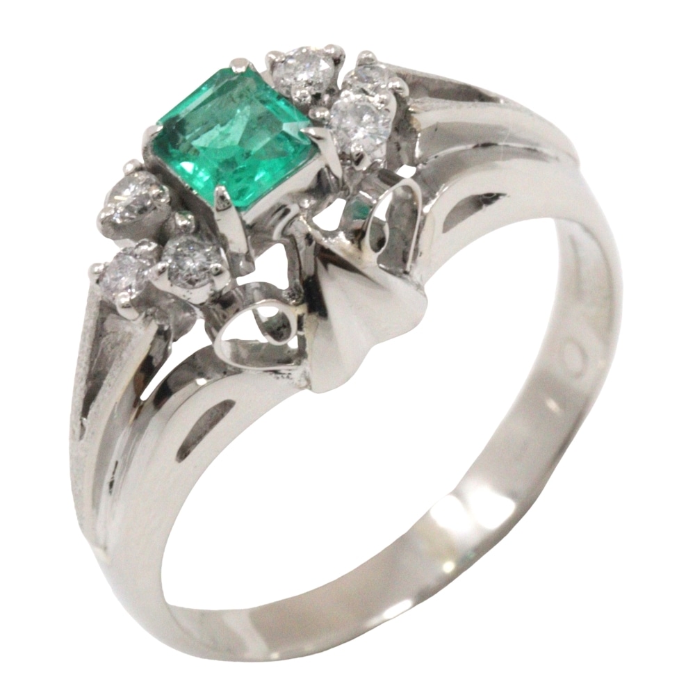 リング・指輪 Pt900プラチナ エメラルド ダイヤモンド 10号 0.1 約4.5g レディース 中古品 Aランク 32,370円