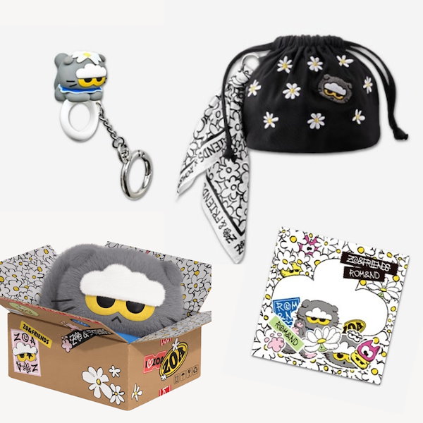 Rom&nd ZO&FRIENDS ZOA ジヨン ポーチ キーリング3点セット Qoo10