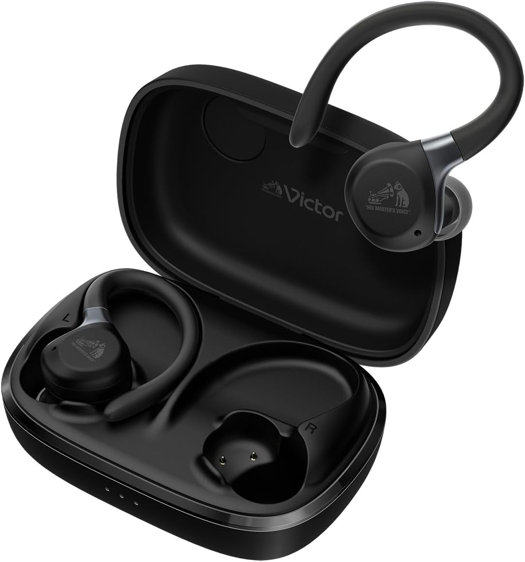JVCケンウッド Victor HA-EC77T-B ワイヤレスイヤホン Bluetooth 5.4 ノイズキャンセリング イヤーフック スポーツ マイク付き 小型 軽量 防水 防塵 IP57 本体質
