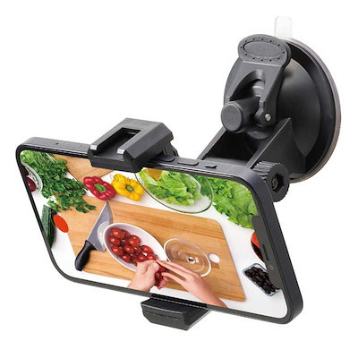 他サイト： エレコム　ELECOM　スマートフォン用ホルダー 吸盤固定タイプ アクセサリーシュー付 ブラック　P-STSRSUBKの商品画像