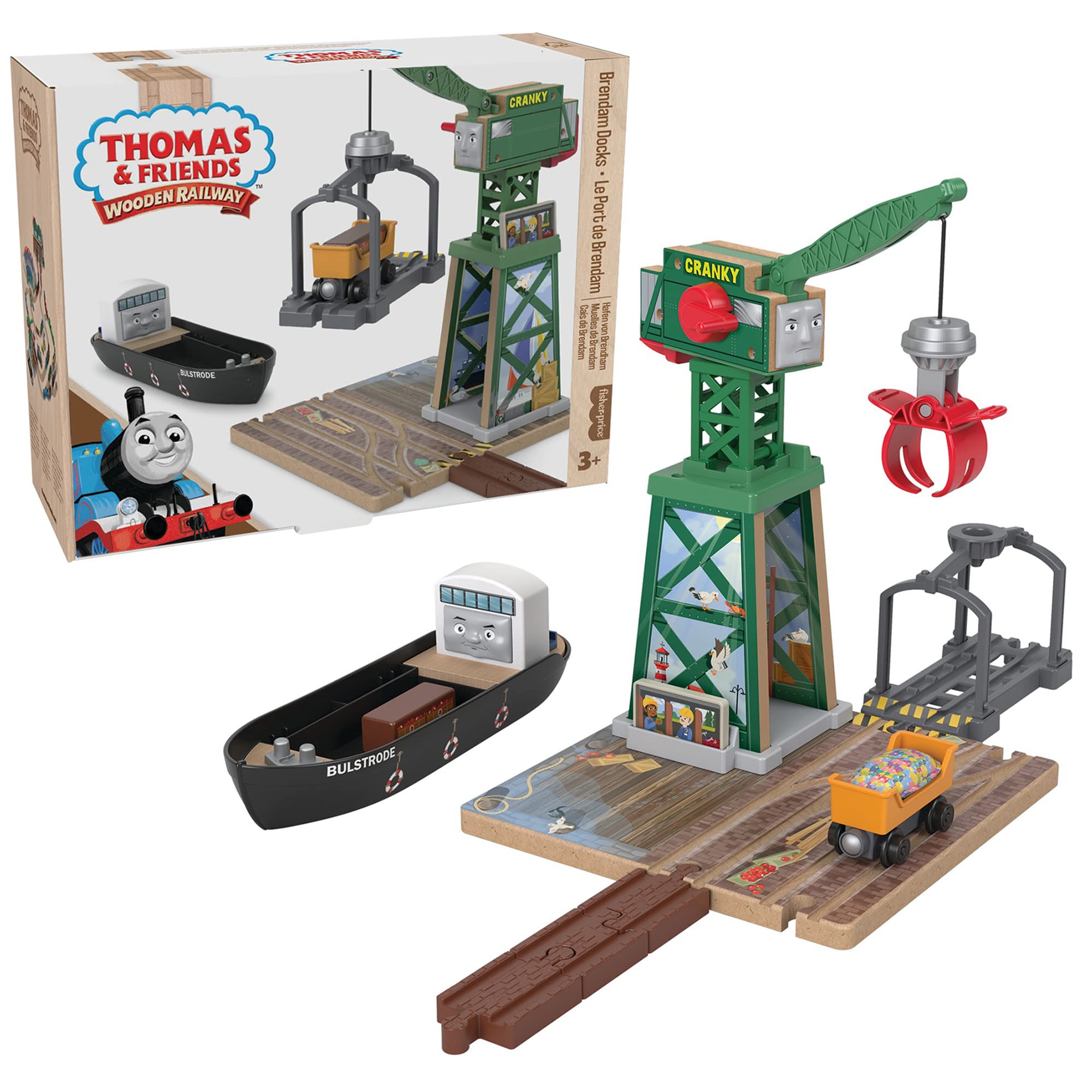 マテル(MATTEL) きかんしゃトーマス 木製レールシリーズ(Thomas) クランキーとバルストロードのはたらくブレンダムの港 【車両電車】【プレイセット】【3才~】【プレゼント】 HBJ83