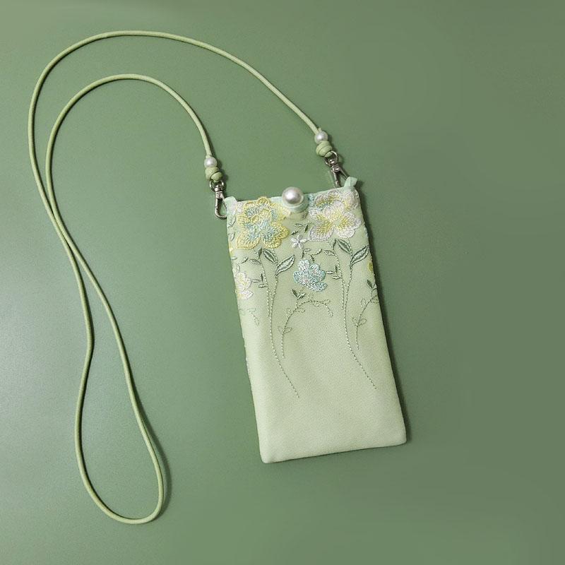 スマホショルダーバッグ レディース レース ミニ 刺繍 グリーン ピンク パープル レジャー ポリエステル 花柄 フリップカバー かわいい ソフト