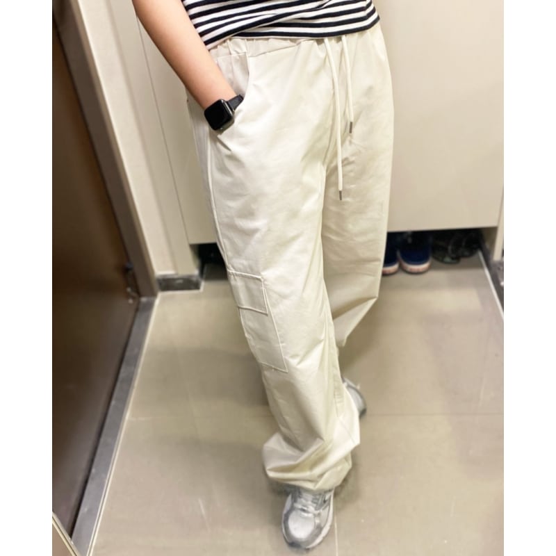 23SS 春 セミワイド ストリングジョガー チノカーゴパンツ アイボリー 5,908円