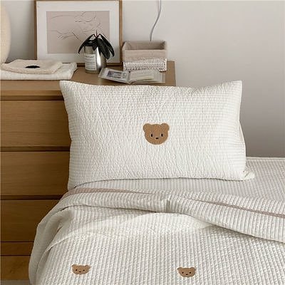 2021夏布団掛け高級キルトケット　枕カバー2個付き　キルティング　　クマ　可愛い