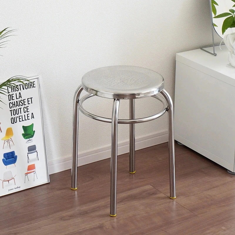 ラウンドスツール ステンレス 椅子 イス シルバー おしゃれ シンプル 無機質 スタイリッシュ 韓国インテリア