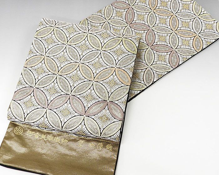 袋帯 新品 正絹 西陣 河合美術織物謹製 能寿彩七宝槙段文 袋帯 未仕立