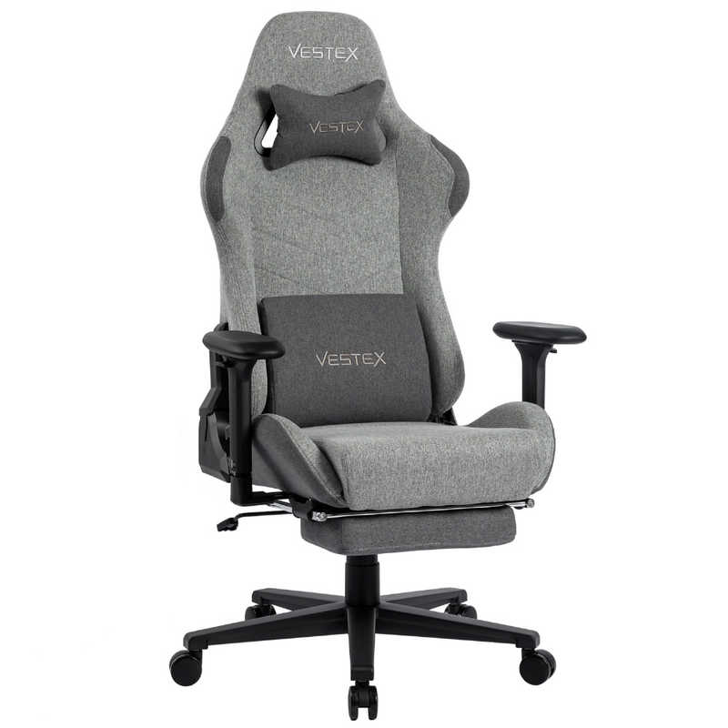 ルームワークス　ゲーミングチェア ［W720xD720xH1205～1275mm］ VESTEX S1FTシリーズ(フットレスト付き) グレー　VES-S1FTGY