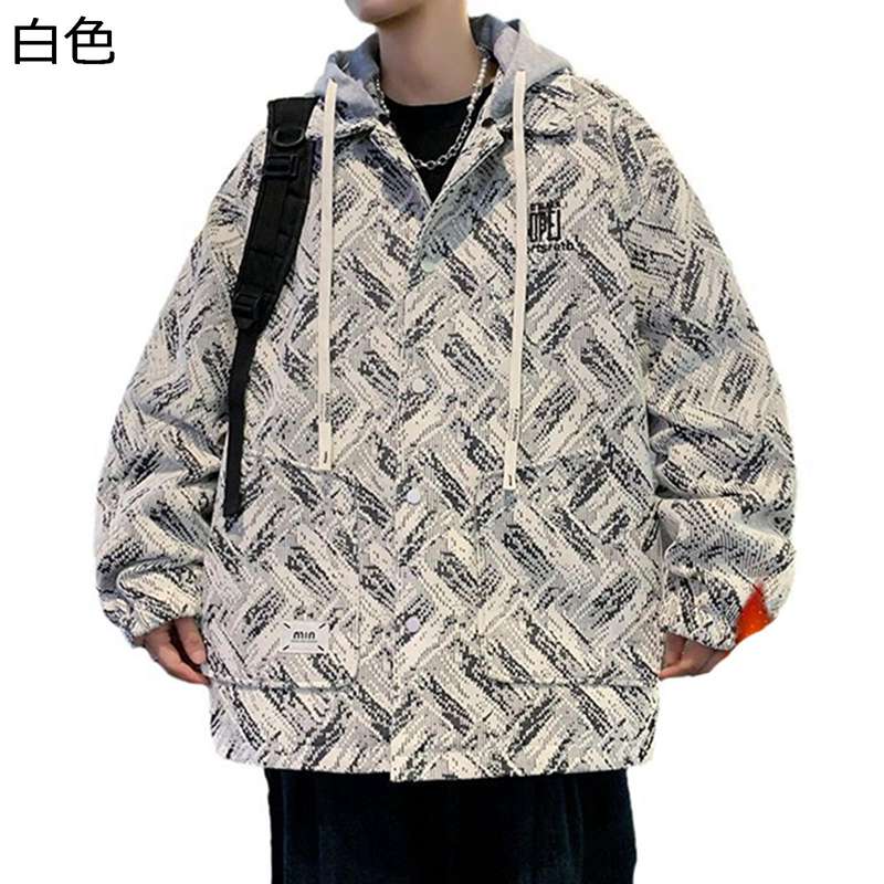 綿入れコート メンズ ウィンタージャケット フード付き レイヤード風 総柄 モコモコ 保温性 ボタン 防風 長袖 シンプル 軽量 作業着 かっこいい 通勤通学 韓国 学生 真冬対応 ジャケット