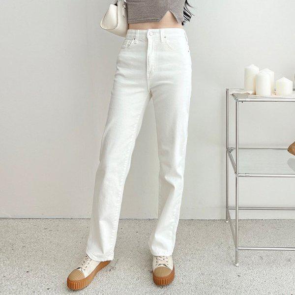 ホワイトパンツ 女性用白パンツ スパンデックスストレートジーンズ スパンデックスストレートパンツ HY773 スパンデックス バンディング ストレート