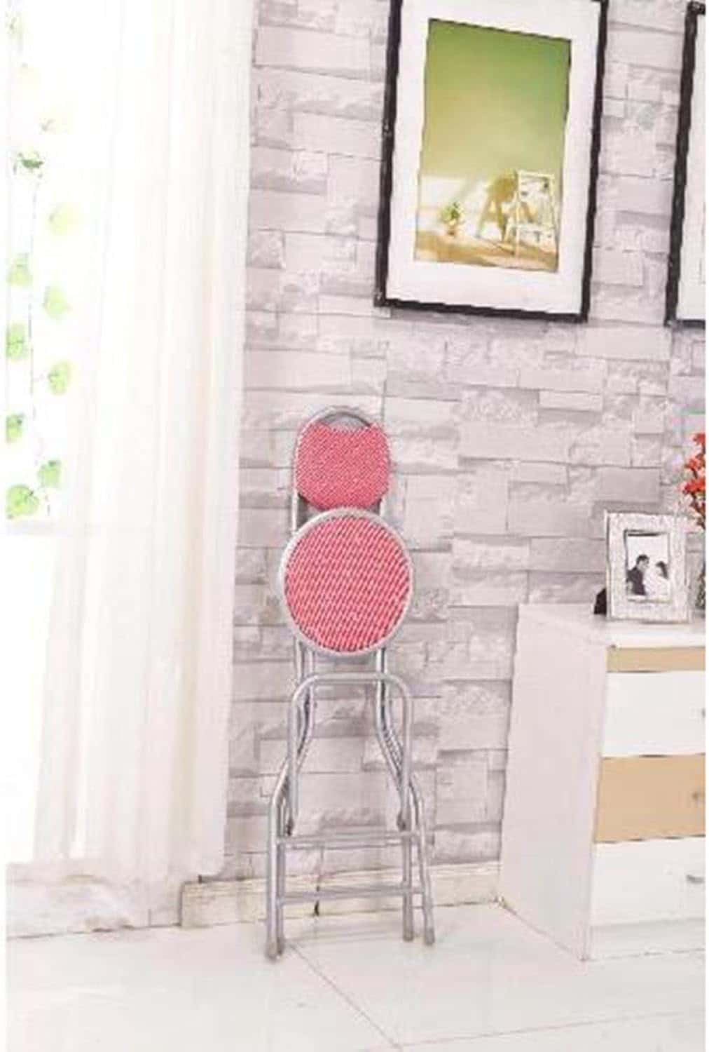 折り畳みチェア 背付き 折りたたみ椅子 ハイスツール ダイニングカウンターチェア バーチェア キッチン用 コンパクト 省スペース フォールディングピンク 35*36*72cm フォールディングブルー