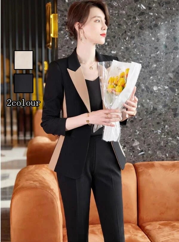 洗えるスーツ 着痩せ レディース フォーマル セットアップ 通勤 OL コート ジャケット+パンツ 2点セット ママ 入学式 卒業式 カジュアル パンツスーツ 結婚式 オフィス セレモニースーツ 春秋