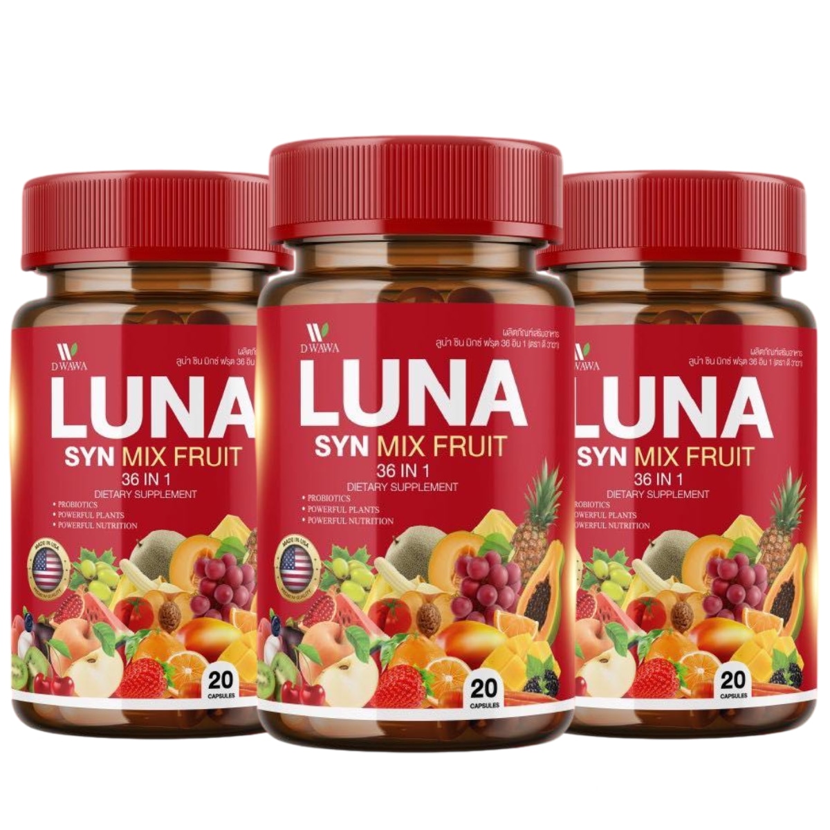 LUNA SYN MIX FRUIT 20 Capsules x 3 Bottles
