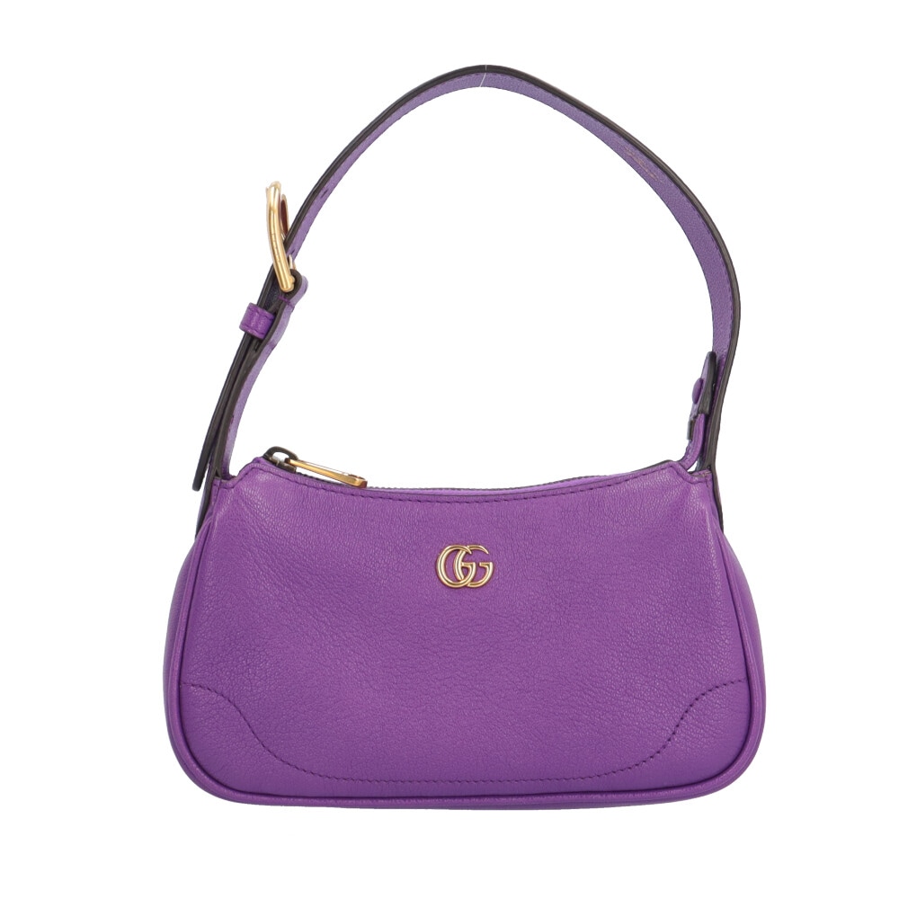 グッチ アフロディーテ ミニ GGマーモント ハンドバッグ レザー 739076 パープル GUCCI 中古 美品