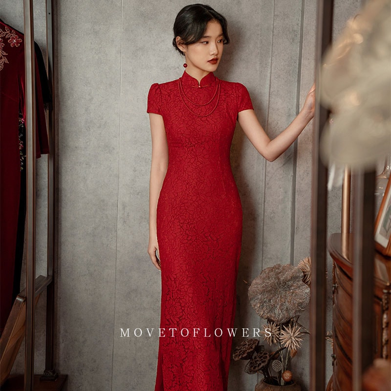 お色直しドレス チャイナドレス 2026 春 軽やか 新婦 レッド 婚約 司会 気品 フォーマルドレス レディース 春