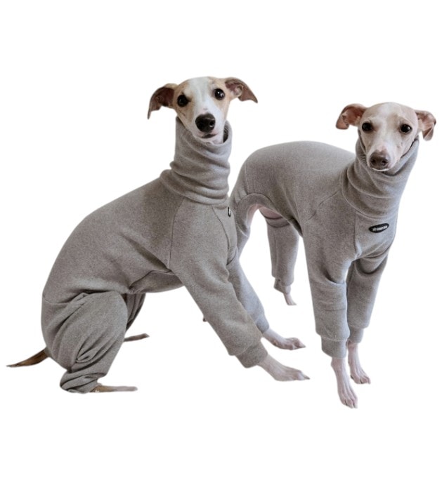 ウィペット服 ピーチ 無地 長袖 ロンパース つなぎ 小型犬 中型犬 大型犬 イタグレ服 春 秋 冬