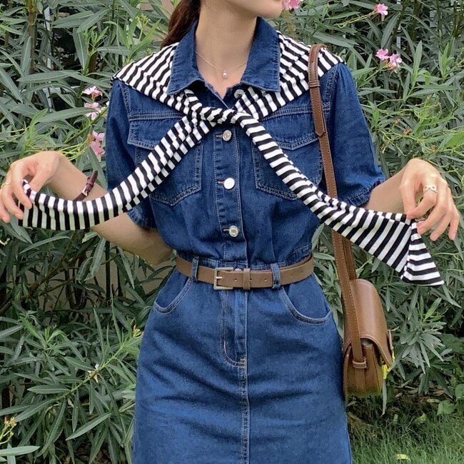 デニムワンピース レディース 大きいサイズ 小さいサイズ レディースファッション ワンピース サマードレス カジュアルドレス デニムワンピース フロントボタン シングルブレスト ショート丈 デニム ネ 6,619円