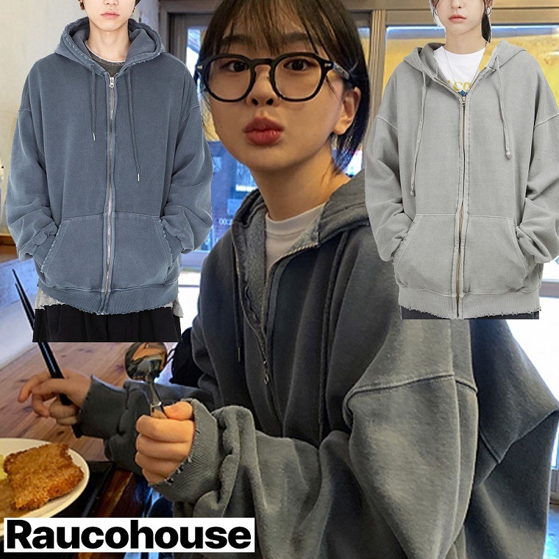 Vintage Dying Hooded Zip-Up ユニセックス NCT DREAM 着用 韓国人気 3色