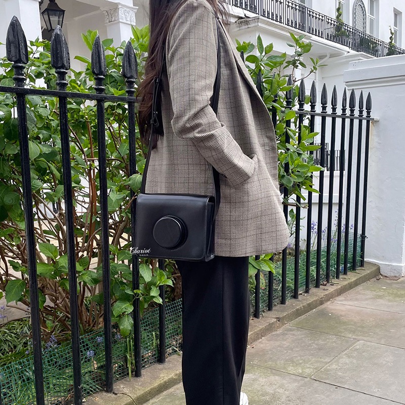 レザーカメラバッグ レディースショルダーバッグBlack BG245 LL071