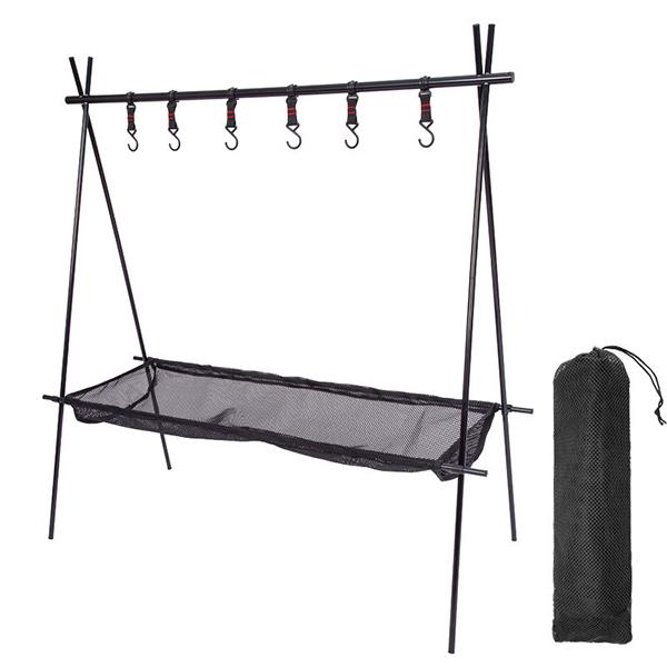 ランタンスタンド ハンギングラック 大 メッシュ 折りたたみ式 ランタンハンガー 多機能棚 アウトドア キャンプ用 ハンガー 収納 便利