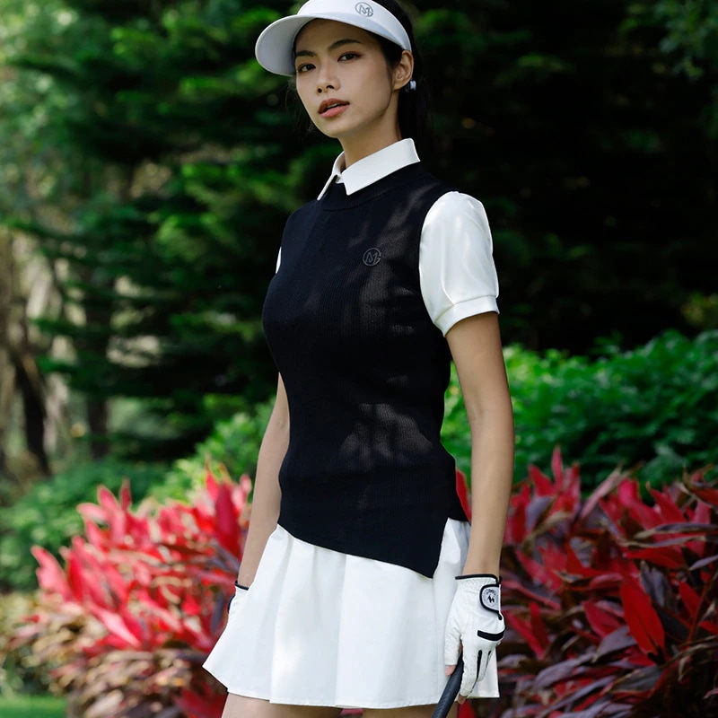 ゴルフウェア レディース スポーツウェア セットアップ ベスト 半袖 POLO ポロシャツ Tシャツ ミニスカート 上下セット 白 黒 女性 テニスウェア 速乾 通気性 春夏 韓国風 おしゃれ