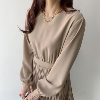 ドレス 50代 ブラック 長袖 フェミニン ミモレ丈 黒 ワンピース おしゃれ レディース 20代 エレガント ロング丈 プリーツスカート Aライン カーキ 夏 シンプル