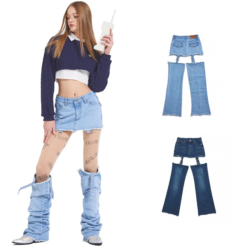 [CRAN] LAYERED DENIM SKIRT 韓国スタイル 人気商品