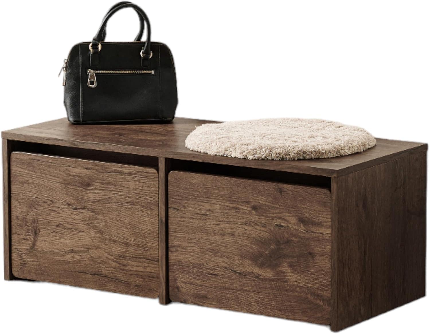 萩原 收纳长凳 带抽屉 简易 桌子 【适合儿童房玩具收纳】承重 80千克 结实 购买套装 棕色 宽90 深40 高35 RBC-1136BR