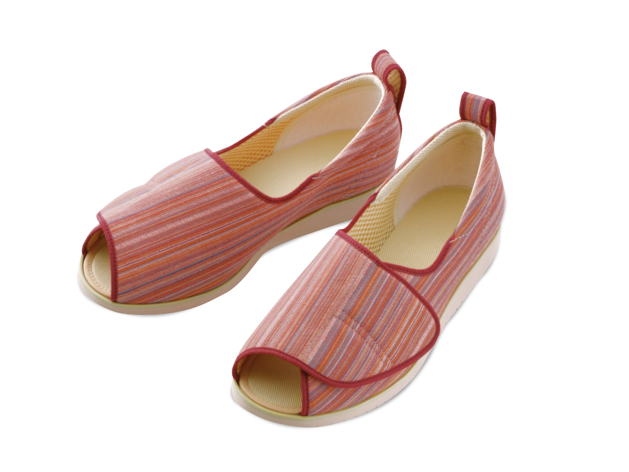 介護シューズ あゆみ オープン和 なごみ 施設・院内用 赤 Sサイズ(21.0~21.5cm) 足囲3E 両足