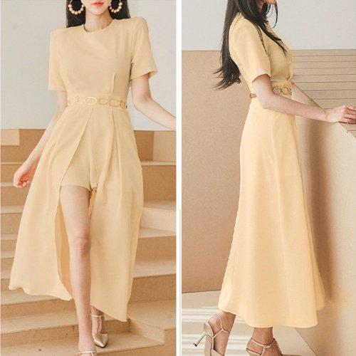 キャバドレス ナイトドレス ロングドレス ハイウエスト ワンピース 半袖 スリット レディース グラシア 5,335円