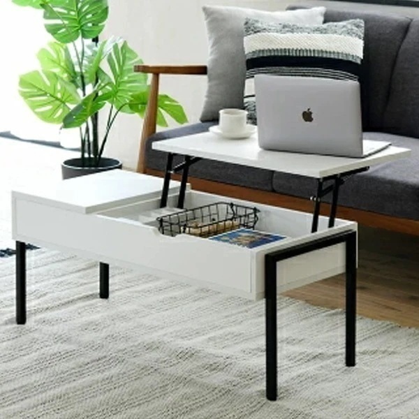 昇降式 幅94.5cm リフティングテーブル KKS-0025-BKWH ブラックホワイト