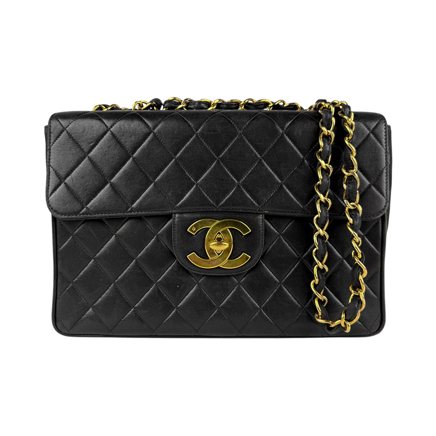 シャネル CHANEL ショルダーバッグ デカマトラッセ ラムスキン ブラック ゴールド レディース z3891