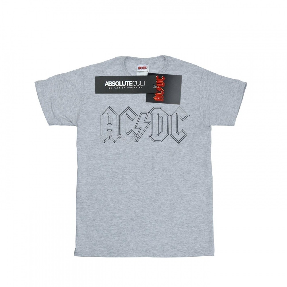 (英国より直送) AC/DC メンズブラックアウトラインロゴ T シャツ