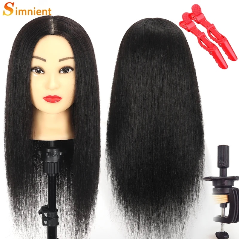 Simnient-トレーニング用のマネキンヘッド,人間の髪の毛100%,練習用の偽のマネキンの頭,美容院 9,624円