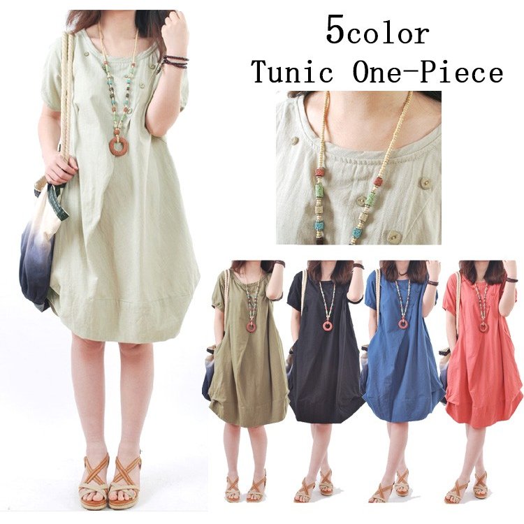 ホワイトデー WILLS THOM 5カラーリネンチュニックワンピース