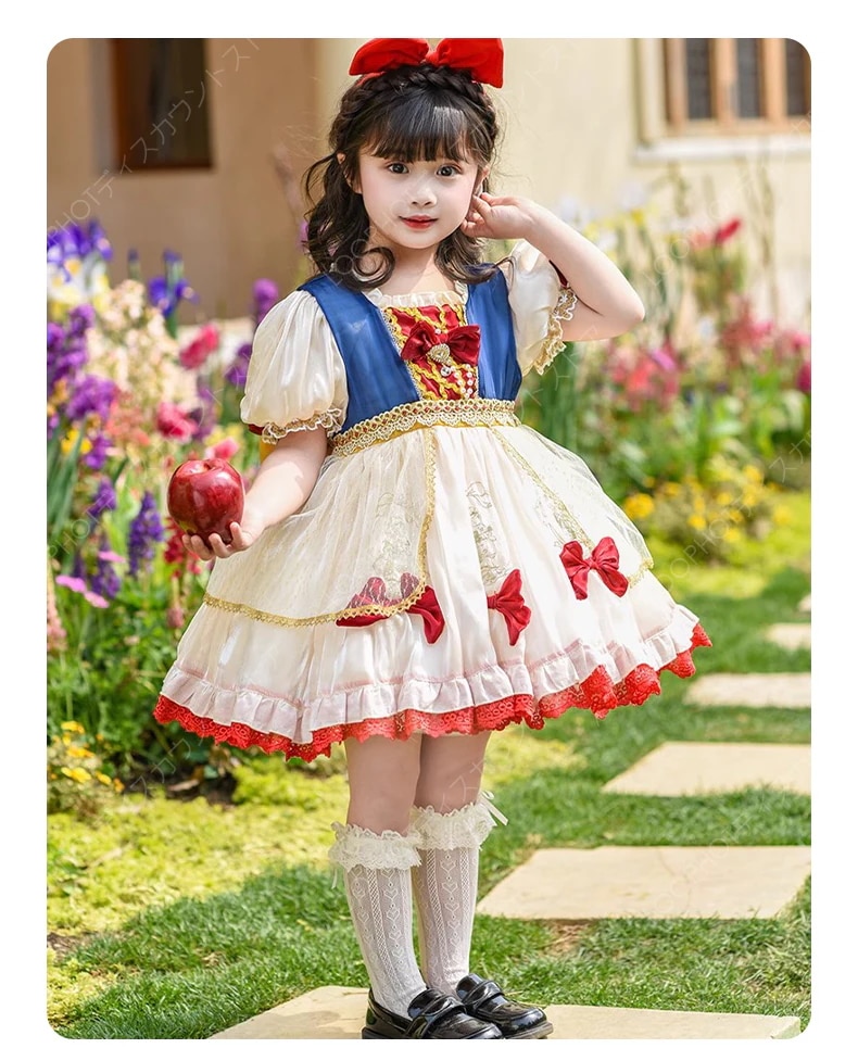女の子 白雪姫 コスチューム ハロウィン ディズニー カートゥーン ワンピース 子供 新作 リボン 誕生日 舞台衣装-50