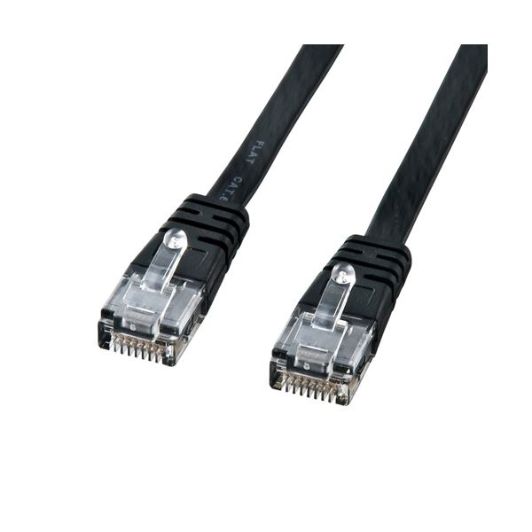 (5個セット) サンワサプライ カテゴリ6フラットケーブル3m（ブラック） KB-FL6-03BKNX5