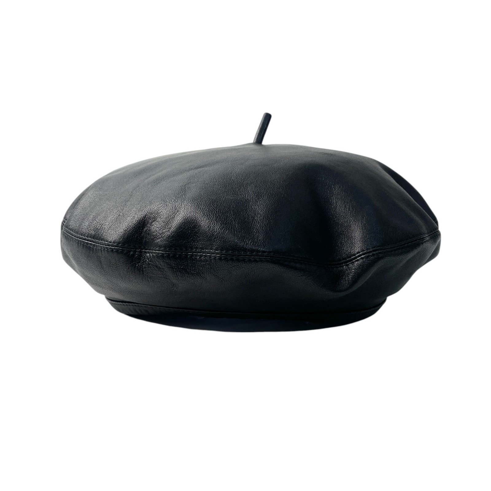 美品 ディオール Dior ベレー帽 58 ビー 蜂 ブラック ラム レザー レディース