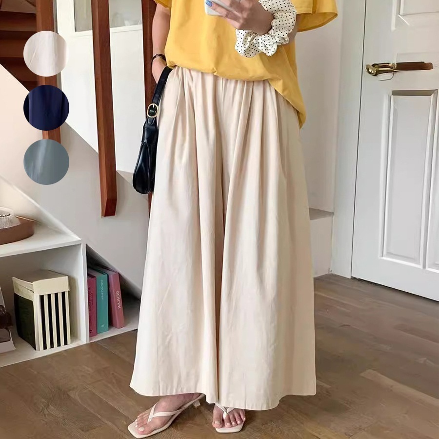 【急速出荷】 即納韓国系綿麻ズボンカジュアルパンツ夏タイプ女性高級感純色ゆったりとしたストレートタイプワイド脚がだらだらしています