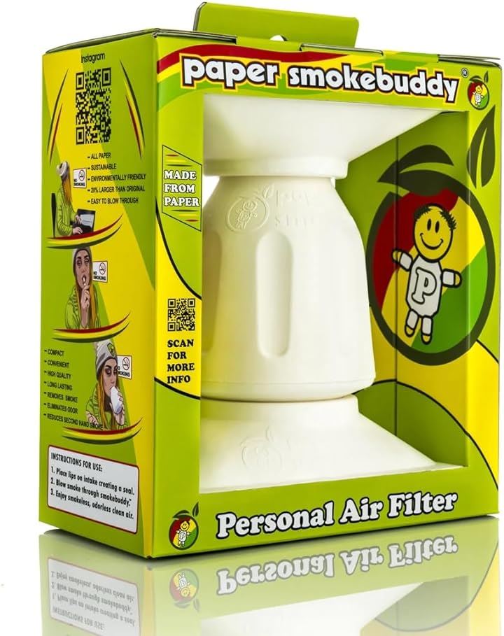 スモークバディ 煙草の消煙消臭 エアフィルター 携帯用 HEPAフィルター Smokebuddy( 紙製ホワイト, Original)