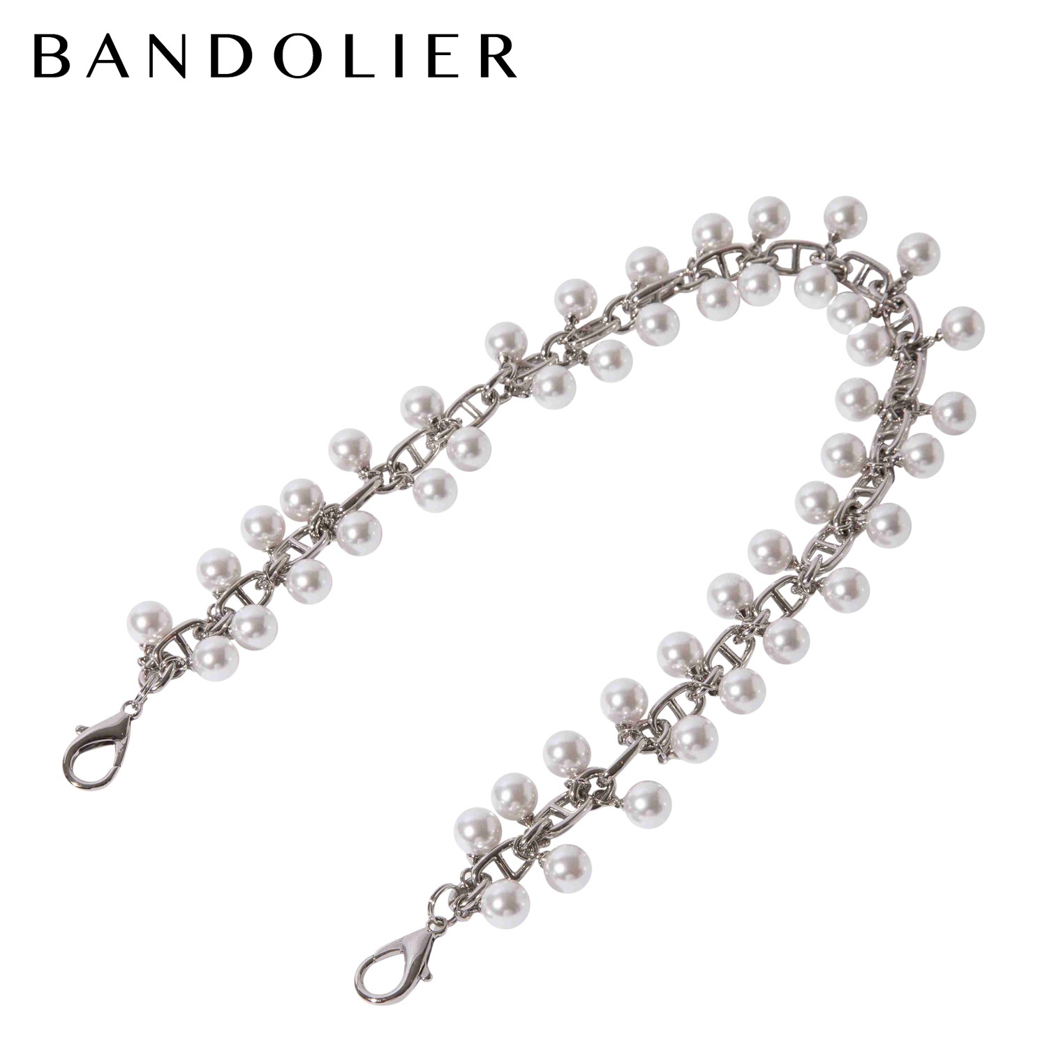 ストラップ スマホストラップ ハンドストラップ バンドレット 落下防止 エミリア ロングパール メンズ レディース シルバー 31EME