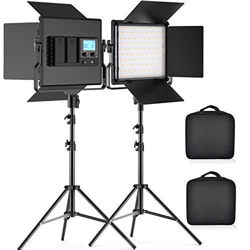 FOSITAN 進化版 撮影用ライト 200LED 照明 撮影ライト 2色暖白光対応 3200K-5600K CRI 96+ ライトスタンド付き ビデオライト 照明キット スタジオライト 金属製