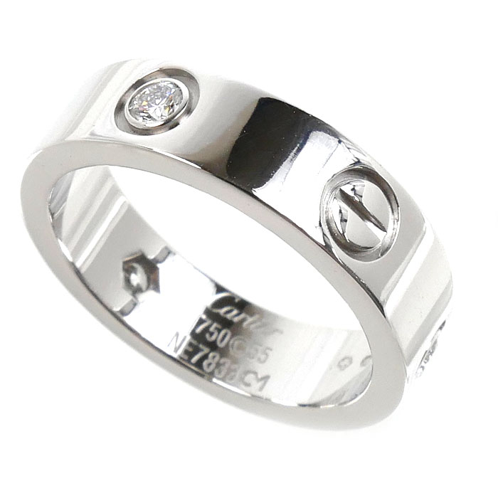 CARTIER カルティエ K18WG ホワイトゴールド ラブ ハーフ ダイヤ リング・指輪 B4032555 ダイヤモンド 14.5号 55 9.2g レディース 中古
