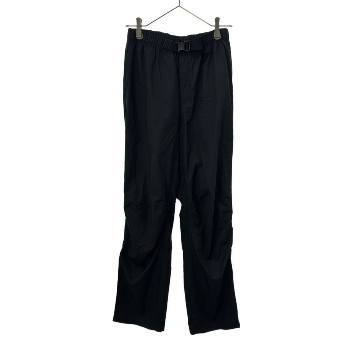 90s 黒タグ トレーニング ウインドパンツ M ブラック ウエストゴム 裾ジップ ウェービングベルト メンズ 古着